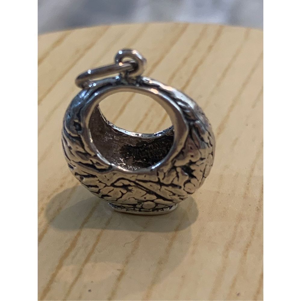 .925 Vintage Half Moon Basket Sterling Silver Jewelry Charm #collectible basket